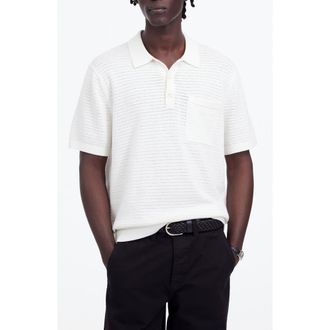 Madewell Pointelle Stitch Sweater Polo in Salt at Nordstrom Rack, Size Medium