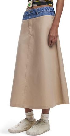 Desigual Two-Tone Maxi Skirt in Beige at Nordstrom, Size X-Small