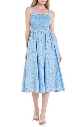 English Factory Smocked Floral Sundress in Blue Multi at Nordstrom Rack, Size X-Small