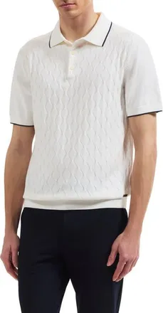 Bugatchi Argyle Short Sleeve Polo Sweater in Chalk at Nordstrom, Size Xx-Large