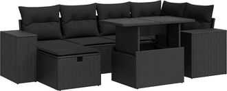 vidaXL Set De Sof&aacute;s De Jard&iacute;n Y Cojines 8 Piezas Rat&aacute;n Sint&eacute;tico Negro Vidaxl