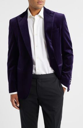 Jack Victor Erie Purple Stretch Velvet Dinner Jacket in Plum at Nordstrom, Size 48 Regular