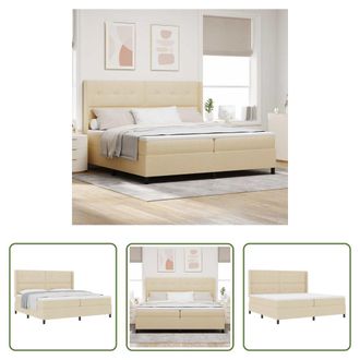 vidaXL Vidaxl Cama Tipo Box Spring Con Coj&iacute;n Manual Crema 200 X 200 Cm Tela