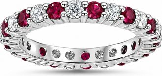 Pompeii3 1 1/2ct Ruby & Diamond Eternity Ring 14K White Gold Size Selectable