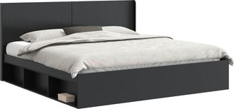 vidaXL Estructura De Cama Con Almacenamiento Y Cabecero Negro Vidaxl