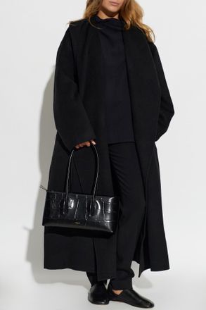 Toteme Wool Coat With Hood, Womens, Black