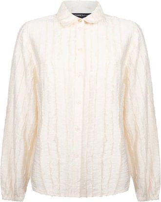 Tramontana Textured Stripe Blouse - Dames - Blouses & Shirts - Wit - Maat: M Viscose