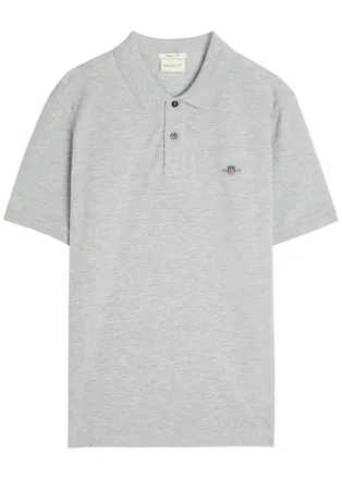GANT Logo-embroidered Piqu&eacute; Cotton Polo Shirt - Grey - Xxl