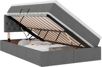 vidaXL Bed with Mattress with Storage Dark Grey 120 x 190 cm Polyester vidaXL