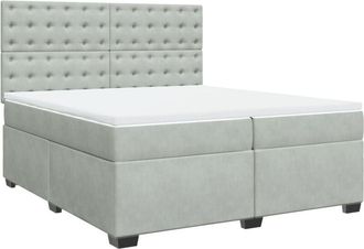 vidaXL Box Spring Bed with Mattress Light Grey 200x200 cm Velvet Vidaxl