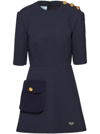 Prada Natt&eacute; mini dress - women - Wool - 36 - Blue