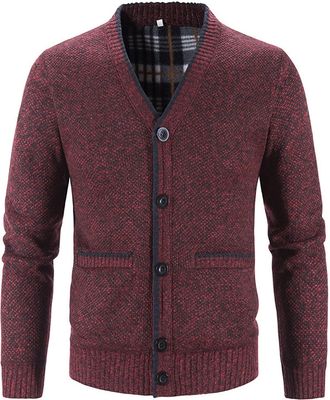 Generic Mens Cardigans with Buttons Classic Mens Cardigans for Men UK with Pockets Gentleman v Neck Mens Jumper Grey Black Knitted Sweatshirts Jumpers Thick S