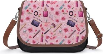 Generic Watercolor Makeup Flowers Womens Crossbody Bag Fashion Shoulder Handbags Message Tote Bag with Adjustable Strap