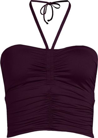 Lands End Womens Plus Size Ruched Halter Midkini Top in Dark Wine at Nordstrom, Size 24W