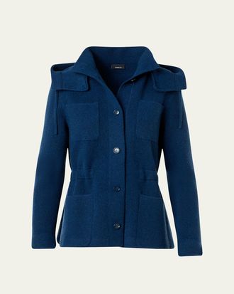 Akris Cashmere Pique Knit Jacket With Detachable-Hood
