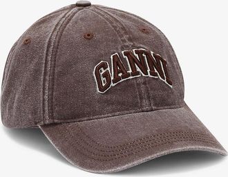Ganni Brown Washed Canvas Cap