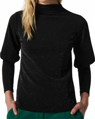 Joseph Ribkoff Mock Neck Long Sleeve Top In Black/silver