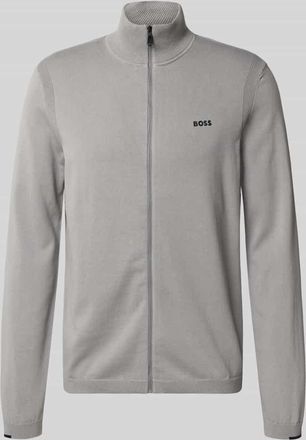 HUGO BOSS Regular Fit Sweatjacke aus reiner Baumwolle Modell KN_EVER-X FZ in Hellgrau, Gr&ouml;&szlig;e XXXL
