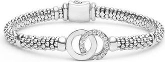 Lagos Signature Caviar Interlocking Diamond Rope Bracelet in Silver at Nordstrom, Size 7.5