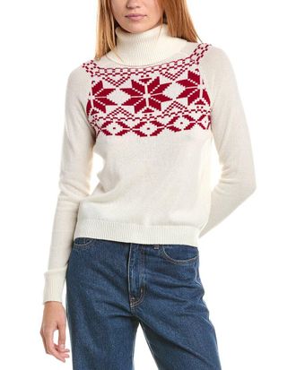 Sofiacashmere Sofiacashmere Fairisle Turtleneck Wool & Cashmere-Blend Sweater