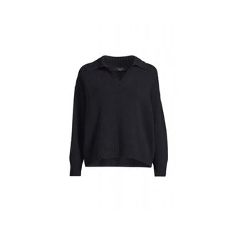 Max Mara Truien & Vesten, Dames, Blauw, S, Wol, Agre Wool Polo Sweater