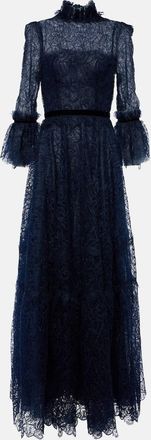Costarellos Ruched lace gown