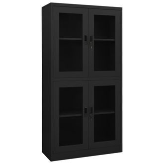 vidaXL Armario Oficina Acero Y Vidrio Templado Antracita 90x40x180 Cm Vidaxl