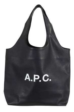 A.P.C. Black Tote Ninon Front Logo Polyurethane Tote Bag