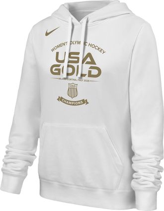 Nike Womens USA Olympic Team 2026 Club Fleece Hoodie in White | W31582P533USAH-WHT