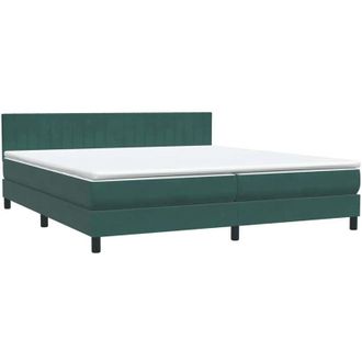 vidaXL Cama Box Spring Con Colch&oacute;n Terciopelo Verde Oscuro 180x220 Cm Vidaxl
