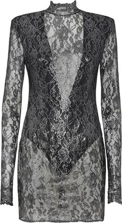 Philipp Plein Crystal Lace Mini Dress - Dames - Feestkleedjes - Zwart - XS - Leer - Kleedjes