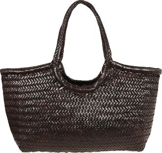 Dragon Nantucket Basket Big Woven Leather Flared Tote Bag