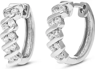 Vir Jewels 1/2 cttw Lab Grown Diamond Hoops Earrings in Sterling Silver With Hidden Post For Women