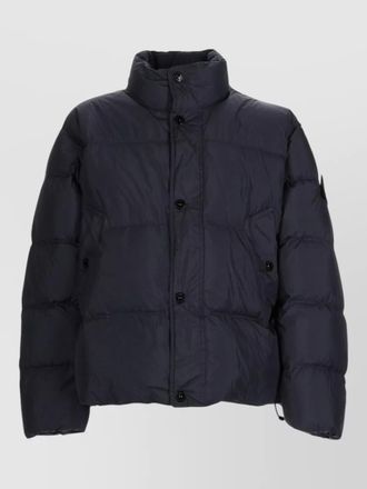 Stone Island hooded bomber jacket padded logo patch