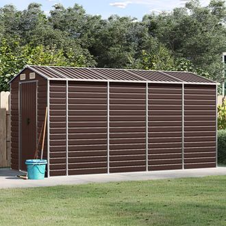 vidaXL Cobertizo De Jard&iacute;n Acero Galvanizado Marr&oacute;n 191x385x198 Cm Vidaxl