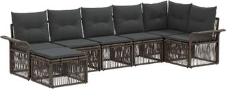 vidaXL Conjunto De Sof&aacute;s De Jard&iacute;n 7 Uds. Gris Rat&aacute;n Sint&eacute;tico Vidaxl