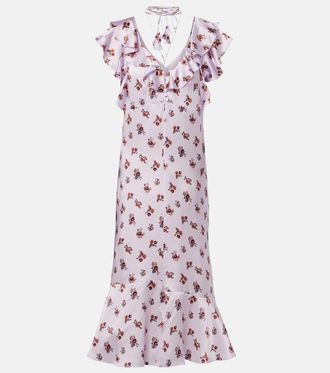 Dorothee Schumacher Vestido midi Shiny Daydream de sat&eacute;n de seda floral