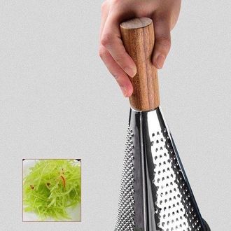 OEM Rallador De Cocina De Acero Inoxidable Con Mango De Madera Para Queso, Verduras Y Frutas