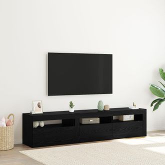 Berkfield Home TV Cabinets 2 pcs with LED Lights Black Oak Engineered Wood