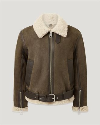 Belstaff Erskine Biker Jacket Womens Elevated Shearling Light Brown / Natural Size XS