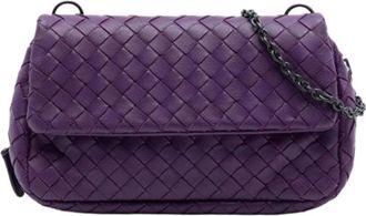 Bottega Veneta Pre-owned Cross Body Bags, female, Purple, Size: ONE SIZE Pre-owned Woven Crossbody Bag