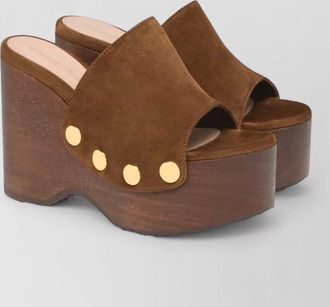Gianvito Rossi suede leather studded wedge sandals