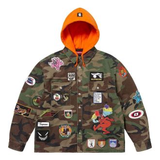 SUPREME Patches Hooded Zip Up Shirt Woodland Camo SS25S30-WOODLAND-CAMO