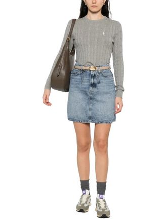 Ralph Lauren Cable-Knit Crew-Neck Sweater - Gray