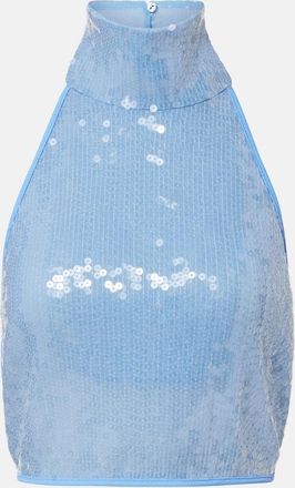 Os&eacute;ree Os&eacute;ree Sequined halterneck crop top