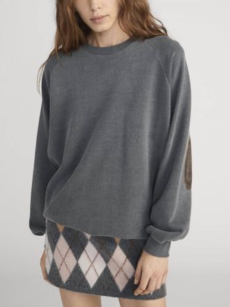 Frame Denim Scholar Crewneck Sweatshirt In Washed Black