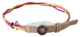 Costume National Womens Multicolor Twisted Leather Circle Buckle Belt Faux