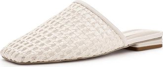 Franco Sarto Toba Mule Shoes Womens Dress Flat Shoes Cream White Woven Leather : 9.5 M, Polyester