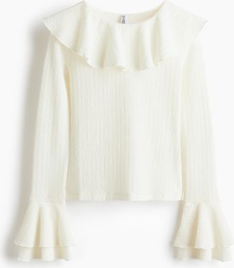 H&M Shirt mit Volantbesatz - White