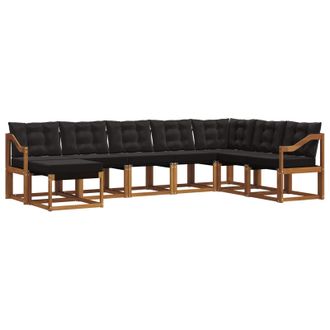 vidaXL Conjunto De Sof&aacute;s De Exterior Con Coj&iacute;n 8 Pcs Natural Y Negro Vidaxl